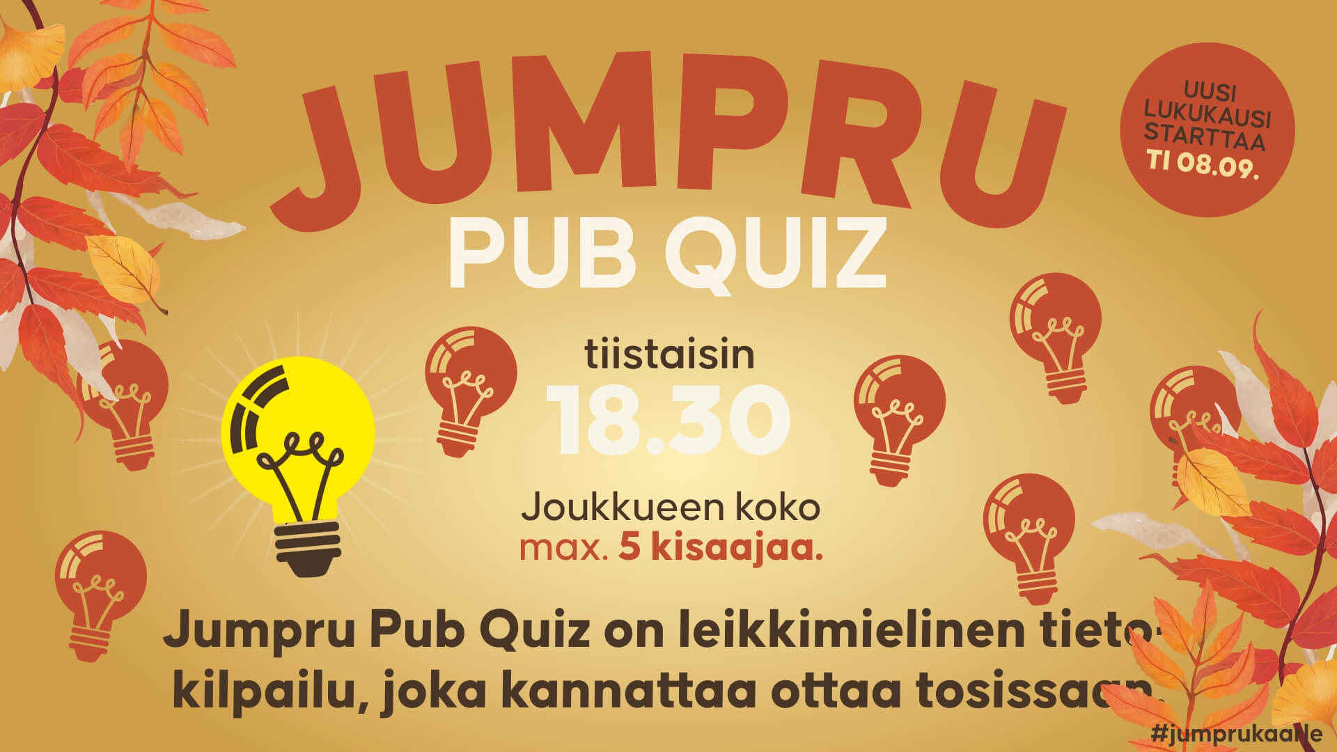 Jumpru Pub Quiz - Jumpru Pub/Kaarlenholvi - Oulu - Tuesday 15 September 2026