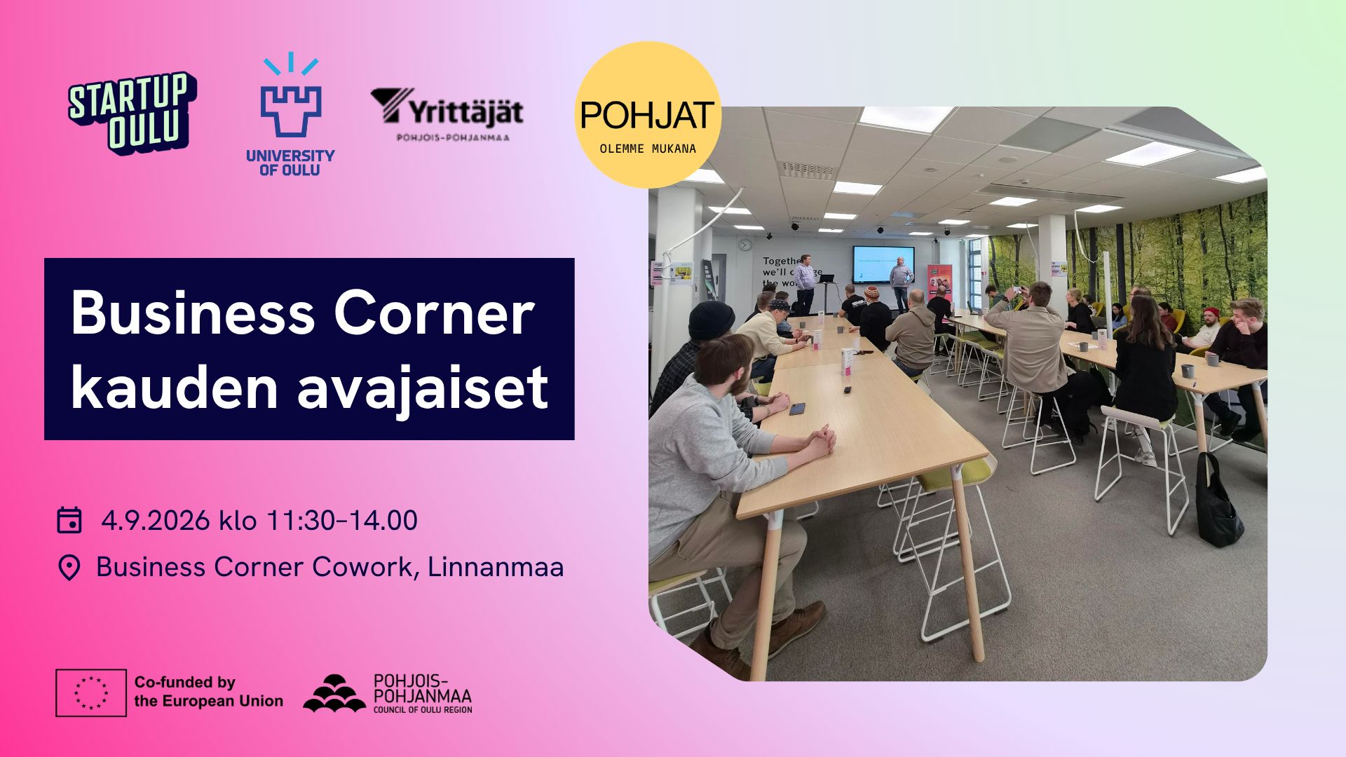 Business Cornerin kauden avajaiset - StartupOulu - Oulu - Friday 4 September 2026