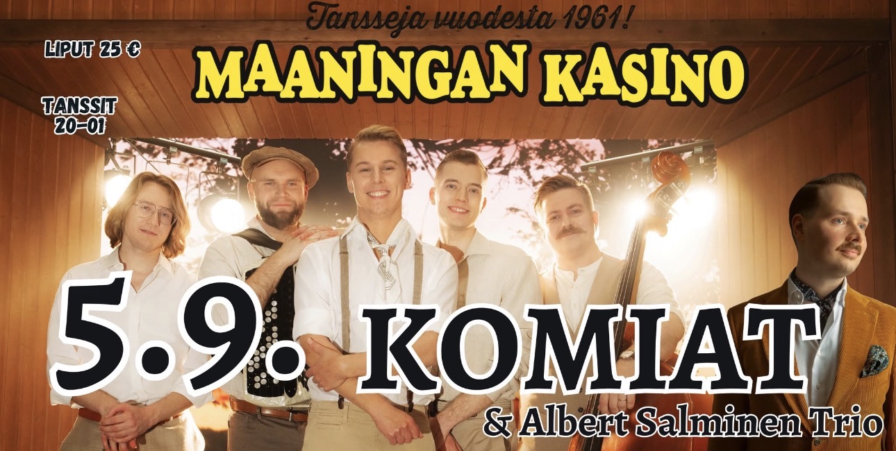 KOMIAT & Albert Salminen Trio Maaningan Kasinolla - Maaningan Kasino - Kuopio - lauantaina 5. syyskuuta 2026