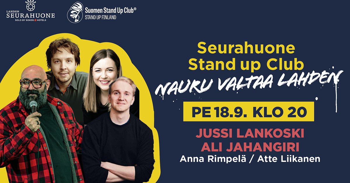 Seurahuone Lahti Stand Up Club: 18.9. Jahangiri, Lankoski, Rimpelä, Liikanen - Menox - Lahti - Friday 18 September 2026