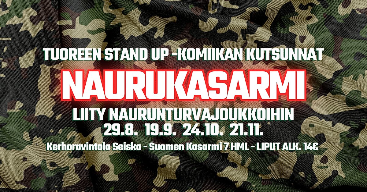 Naurukasarmi #21 - 29.9.2026 - Menox - Hameenlinna - lauantaina 19. syyskuuta 2026