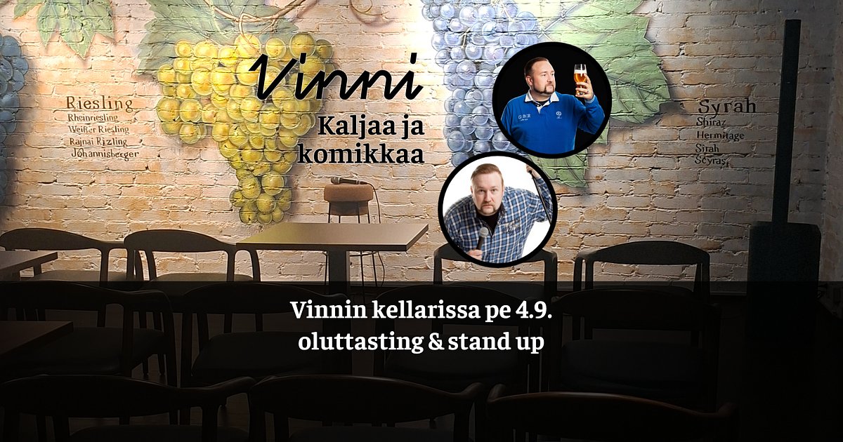 Vinni 4.9. - oluttasting & stand up - Menox - Tampere - Friday 4 September 2026