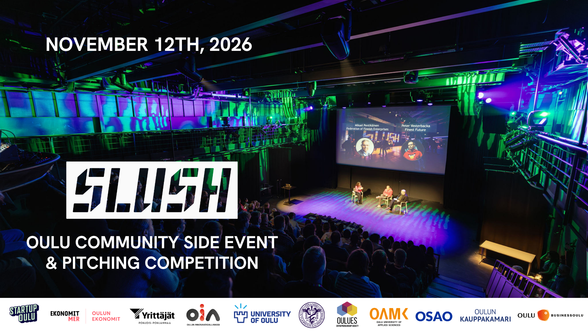 Slush Oulu Community Side Event & Pitching Competition – Apply by 11.10. - StartupOulu - Oulu - torstaina 12. marraskuuta 2026
